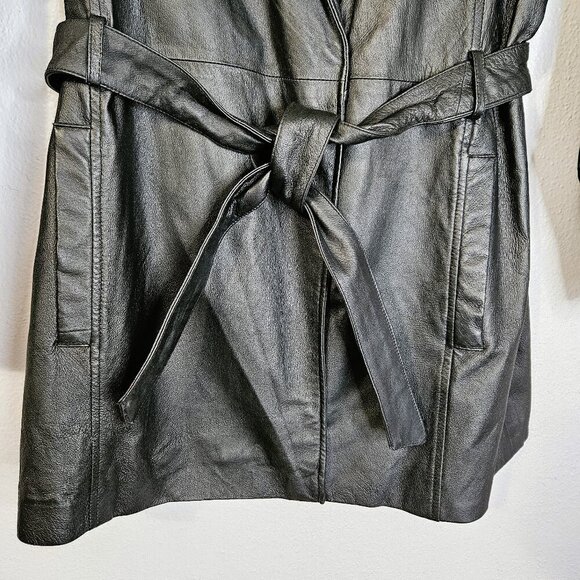 Vintage Gino Quality Leather Three Quarter Length Black Jacket Y 2K Size L - Picture 2 of 5